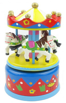 [45561] Carrusel / Tiovivo Musical Caballitos -Rojo y Amarillo- Mini