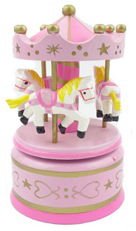 [45563] Carrusel / Tiovivo Musical Caballitos -Rosa y Dorado- Mini