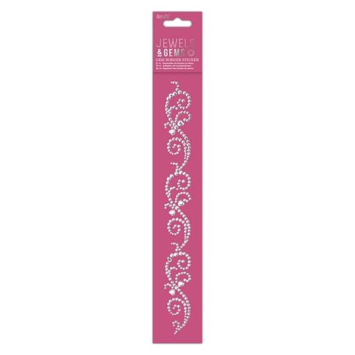 [PMA 356134] Borde de Gemas Adhesivas Jewels & Gems -Floritura Plata- Docrafts