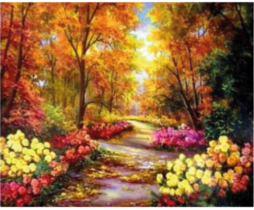 [0616008271] Pintar Por Números -Paisaje Primavera Floral- Bastidor 30 x 40 cm. (25 pzs.)
