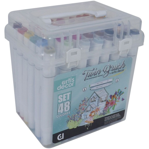[0616300048] Rotuladores -Twin Brush- Doble Punta Base Alcohol (48 Colores) Artis Decor