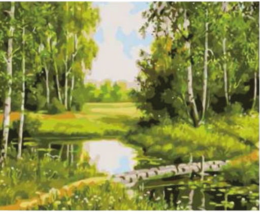 [0616008272] Pintar Por Números -Paisaje Estanque- Bastidor 30 x 40 cm. (27 pzs.)