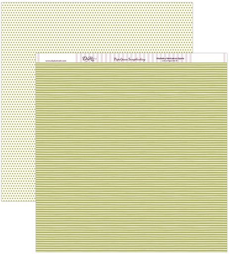 [SCP-185] Hoja Scrap 30,5 x 30,5 cm. -Lineas Fondo Verde / Beige- Dayka