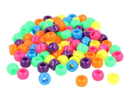 [E3701-MNE-B400] Cuentas Plástico Donuts Multicolor Flúor 9 mm. (400 pzs.)