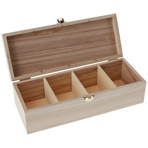 [14001011] Caja Té Madera Natural Compartimentos 27 x 10,5 x 8 cm. Artemio