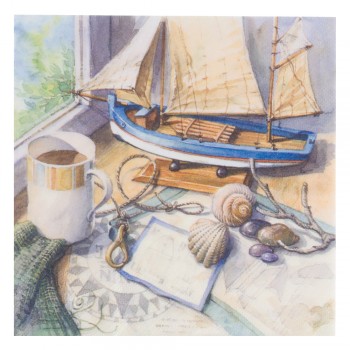[1660405] Servilleta 33 x 33 cm. -Maritime Setting on Windowsill-
