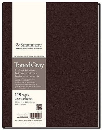 [469108] Bloc Sketch Art Journal Tono Grises 96 Hojas 21,6 x 27,9 cm. 89 gr. Cosido Strathmore