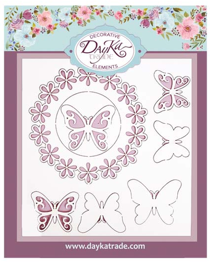 [DECO-160] Deco -Mariposas Marco Flores- 14,5 x 15 cm. Dayka