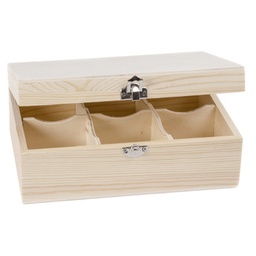 [MAD87022] Caja Madera Té 6 Compartimentos 22x15x9 cm.