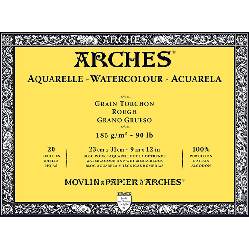 [1795078] Bloc Acuarela 20 Hojas 23 x 31 cm. 185 gr. Grano Grueso Engomado 4 Lados Arches