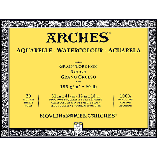 [1795080] Bloc Acuarela 20 Hojas 31 x 41 cm. 185 gr. Grano Grueso Engomado 4 Lados Arches