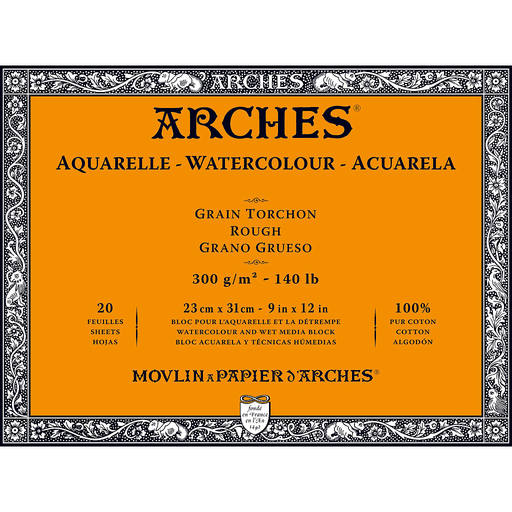 [1795085] Bloc Acuarela 20 Hojas 23 x 31 cm. 300 gr. Grano Grueso Engomado 4 Lados Arches