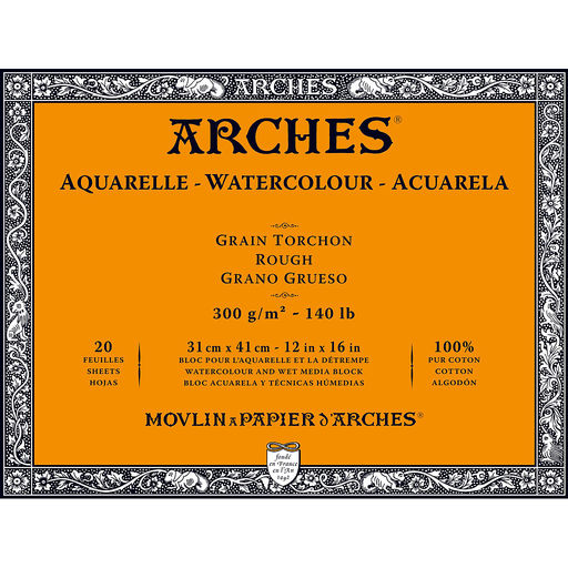 [1795087] Bloc Acuarela 20 Hojas 31 x 41 cm. 300 gr. Grano Grueso Engomado 4 Lados Arches