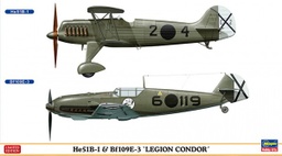[02197] Set 2 Avión 1/72 -He51 B‐1 y Bf109E‐3 &quot;Legión Condor&quot;- Hasegawa