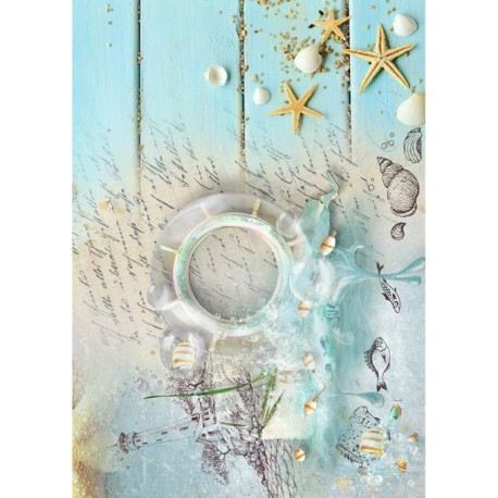 [880544] Papel Arroz Decorado 30x40 cm. -Marina, Timón- Cadence