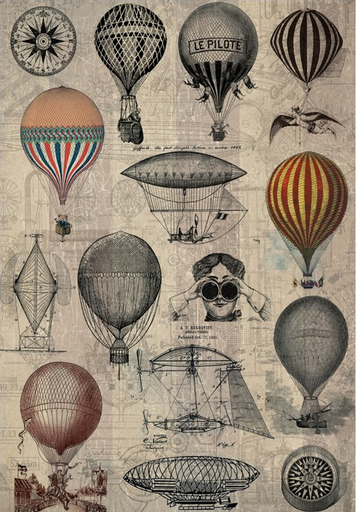 [888211] Papel Arroz Decorado 30x40 cm. -Globos- Cadence