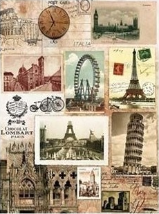 [PA045] Papel Arroz Decorado 30x40 cm. -Postales Vintage- Cadence