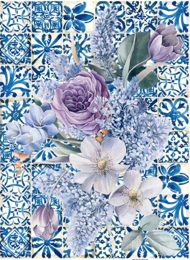 [PA731] Papel Arroz Decorado 30x40 cm. -Collage Flores- Cadence