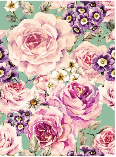 [PA744] Papel Arroz Decorado 30x40 cm. -Collage Flores- Cadence