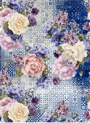 [PA738] Papel Arroz Decorado 30x40 cm. -Collage Flores- Cadence