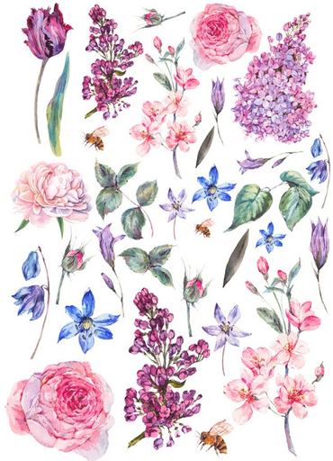 [PA632] Papel Arroz Decorado 30x40 cm. -Flores Sueltas- Cadence