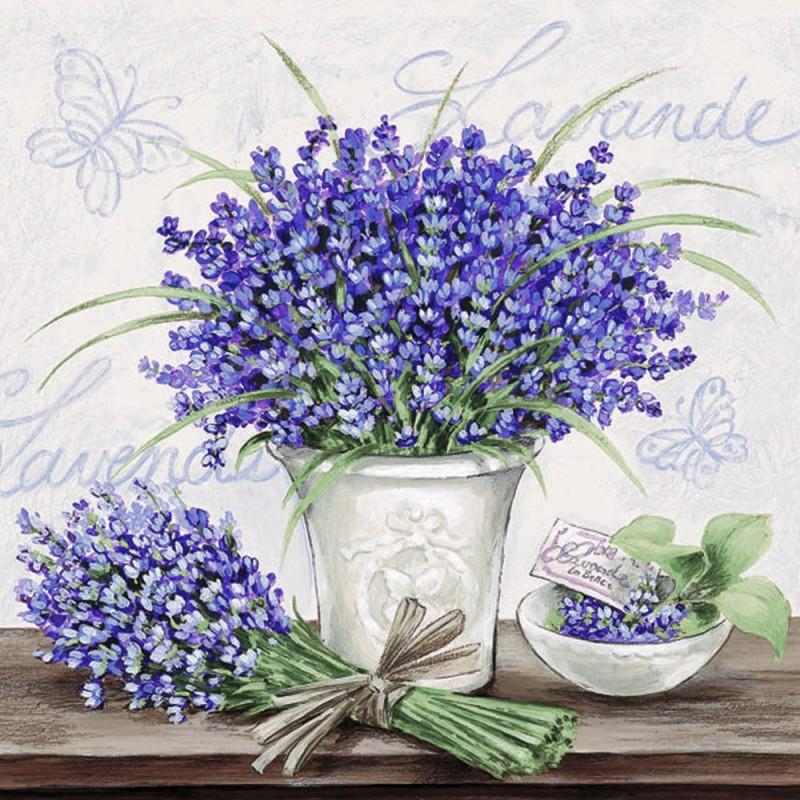 Servilleta 33 x 33 cm. -Lavender Scene Cream-