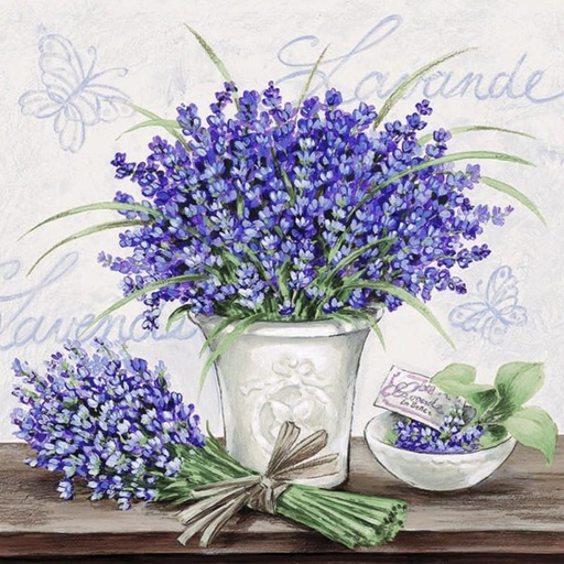 Servilleta 33 x 33 cm. -Lavender Scene Cream-