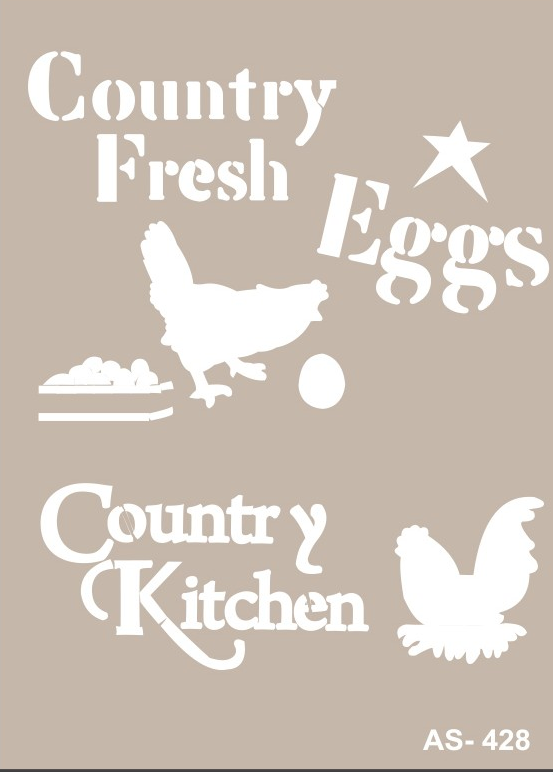 [AS-428] Plantilla Stencil 21 x 30 cm. -Country Fresh Eggs- Cadence