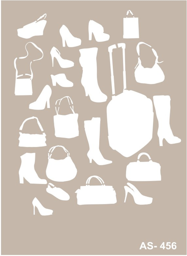 [AS-456] Plantilla Stencil 21 x 30 cm. -Zapatos y Bolsos- Cadence