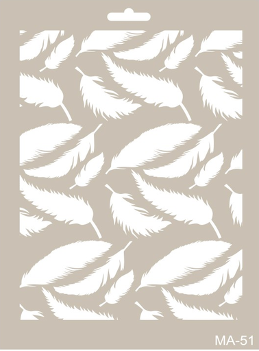 [MA-51] Plantilla Stencil 21 x 30 Mix Media -Plumas- Cadence