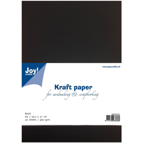 [8089-0241] Pack 20 Hojas Papel Kraft Negro A4 21 x 29,7 mm. 300 gr. Joy!Crafts