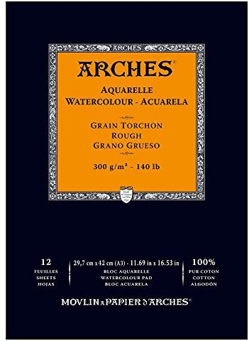 [1795104] Bloc Acuarela 12 Hojas 29,7 x 42 cm. Grano Grueso 300 gr. Encolado 1 Lado Arches