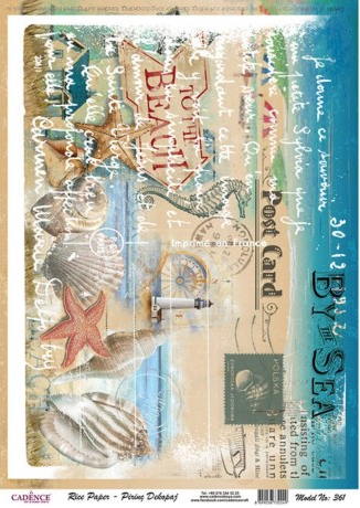 [PA361] Papel Arroz Decorado 30x40 cm. -By The Sea- Cadence