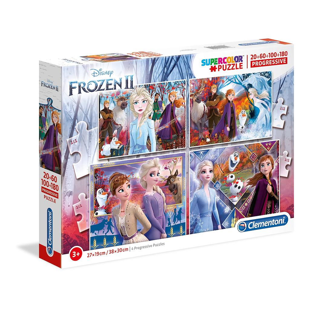 [21411 2] Puzzles Progresivos 20 + 60 + 100 + 180 piezas -Frozen 2- Clementoni