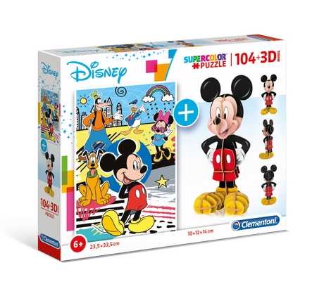 [20157 0] Puzzle 104 piezas + Modelo 3D -Mickey Mouse- Clementoni