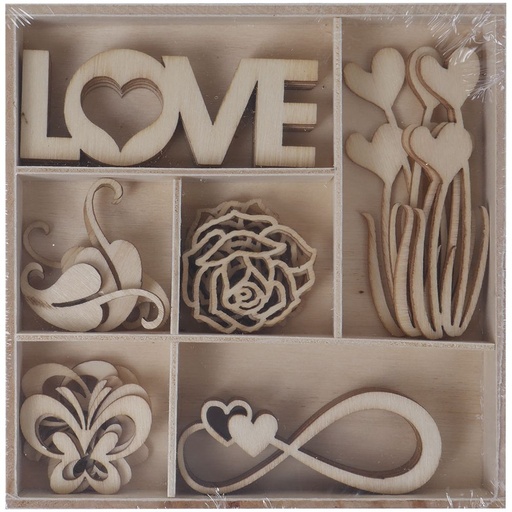 [0318000208] Set 30 Siluetas Madera -Amor Infinito- Artis Decor