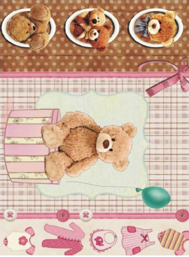 [PA016] Papel Arroz Decorado 30x40 cm. -Oso Infantil- Cadence