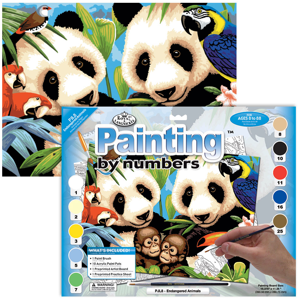 [PJL8] Pintar Por Números Junior 32,4 x 42 cm. -Pandas- Royal & Langnickel