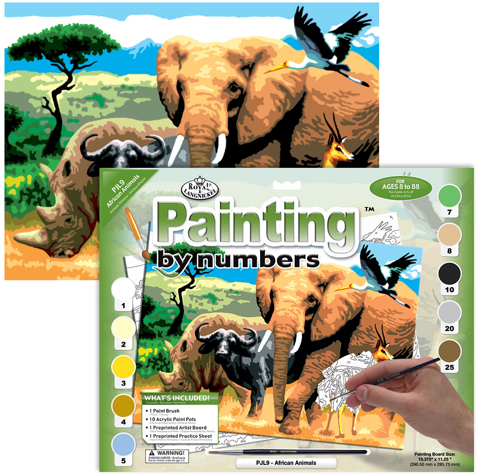 [PJL9] Pintar Por Números Junior 32,4 x 42 cm. -Animales Africanos- Royal & Langnickel