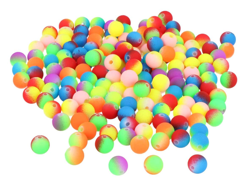 [E7612] Cuentas Plástico Flúor Multicolor  8 mm. (800 pzs.)