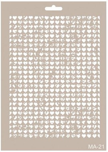 [MA-21] Plantilla Stencil 21 x 30 Mix Media -Malla Corazones- Cadence