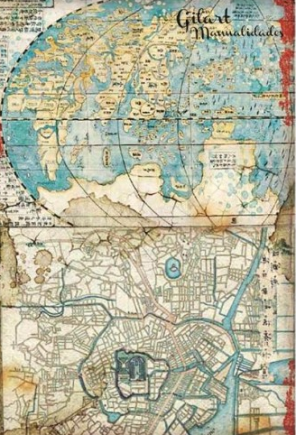 [DFSA4610] Papel Arroz Decorado  A4 - Sir Vagabond In Japan Mapa - Stampería