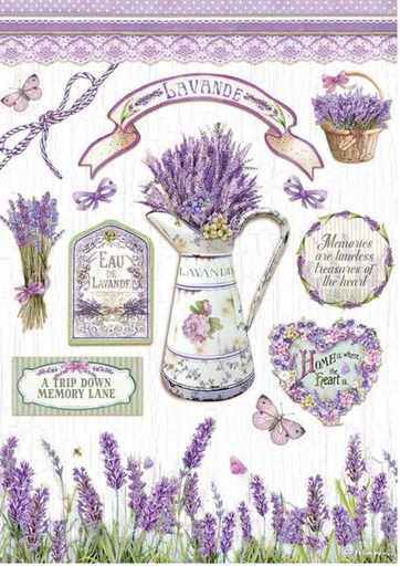 [DFSA4622] Papel Arroz Decorado  A4 - Provence Elementos - Stampería