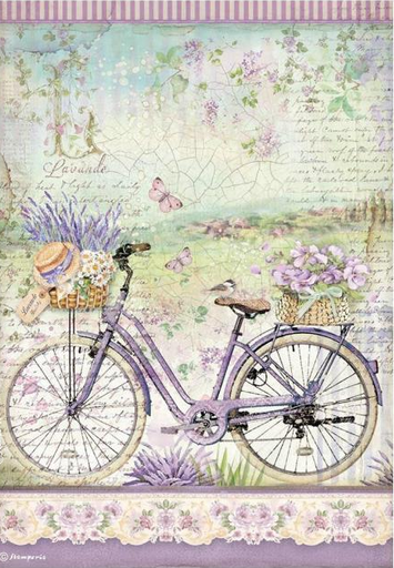[DFSA4671] Papel Arroz Decorado  A4 - Provence Bicicleta - Stampería