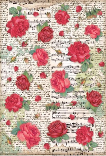 [DFSA4720] Papel Arroz Decorado  A4 -Desire Rosas Rojas  - Stampería