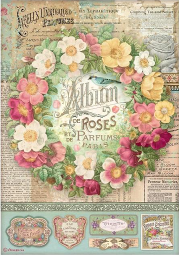 [DFSA4734] Papel Arroz Decorado  A4 - Rose Parfum Album De Rosas - Stampería