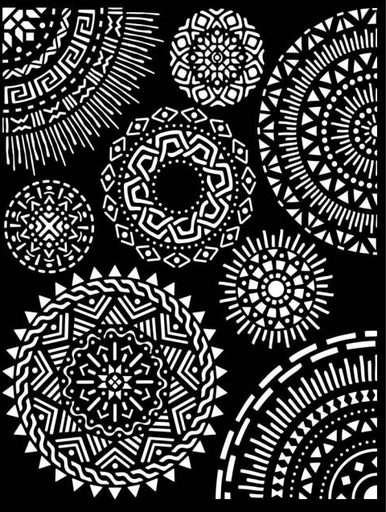 [KSTD100] Plantilla Stencil 20 x 25 cm. - Savana Circulos Tribales - Stampería