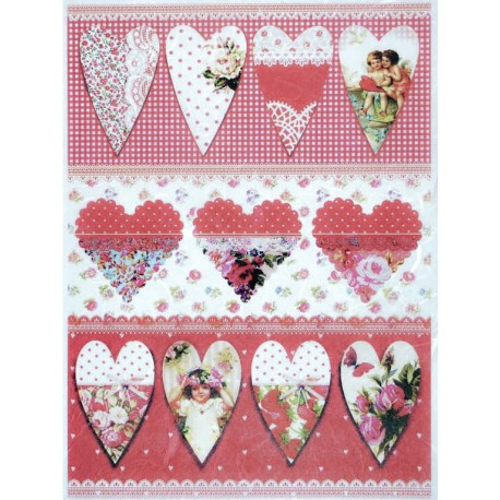 [PA228] Papel Arroz Decorado 30x40 cm. -Corazones- Cadence