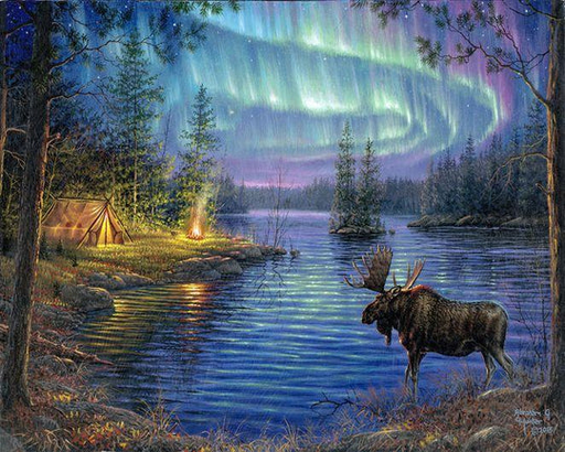 [FA10023-Y] Pintar Por Números -Elan y Aurora Boreal- Bastidor 40 x 50 cm. Figured´Art
