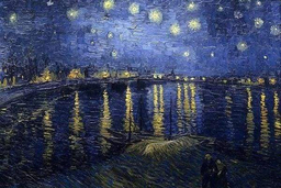 [DP-630-Y] Pintar con Diamantes -Noche Estrellada sobre el Ródano, Van Gogh- Bastidor 40 x 50 cm. Figured´Art